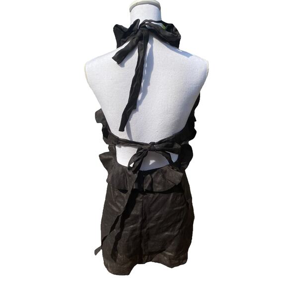 Mable Sleeveless Cut Out Waist Detail Ruffle Mini Dress Black Women's Size Small - Picture 7 of 13